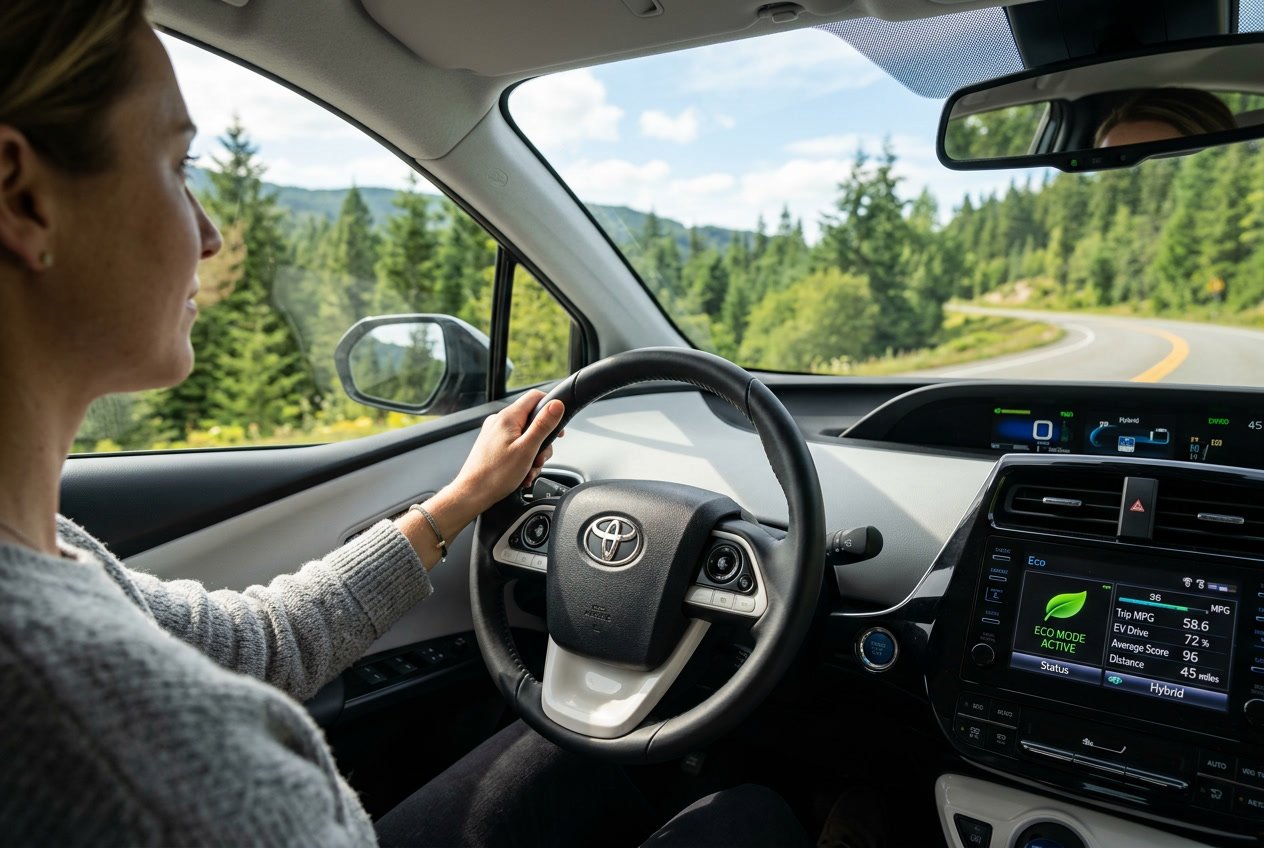 Kvinde der kører bil